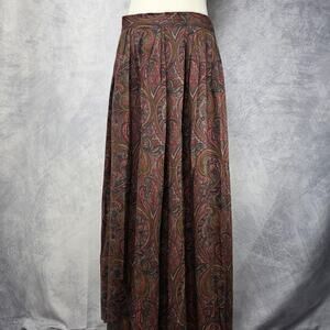 Vintage Ashley Brooke Skirt Womens 14 Multicolor Paisley Rayon Maxi Made USA